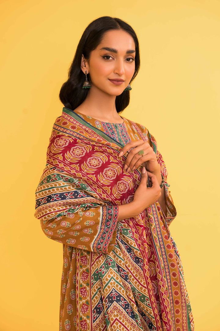 Lawn Mustard Unstitched Suit - Nishat