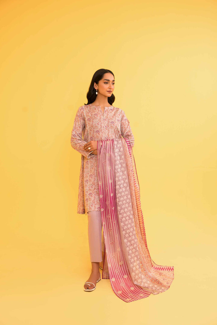 Lawn Mauve Unstitched Suit - Nishat