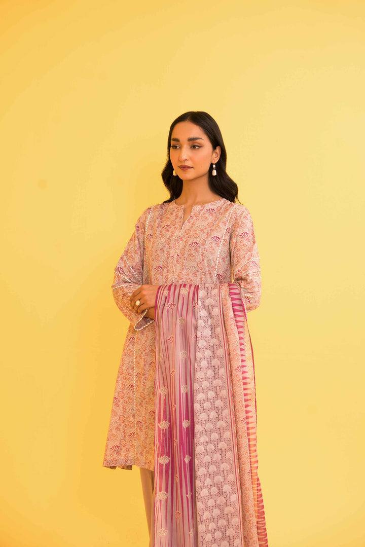 Lawn Mauve Unstitched Suit - Nishat