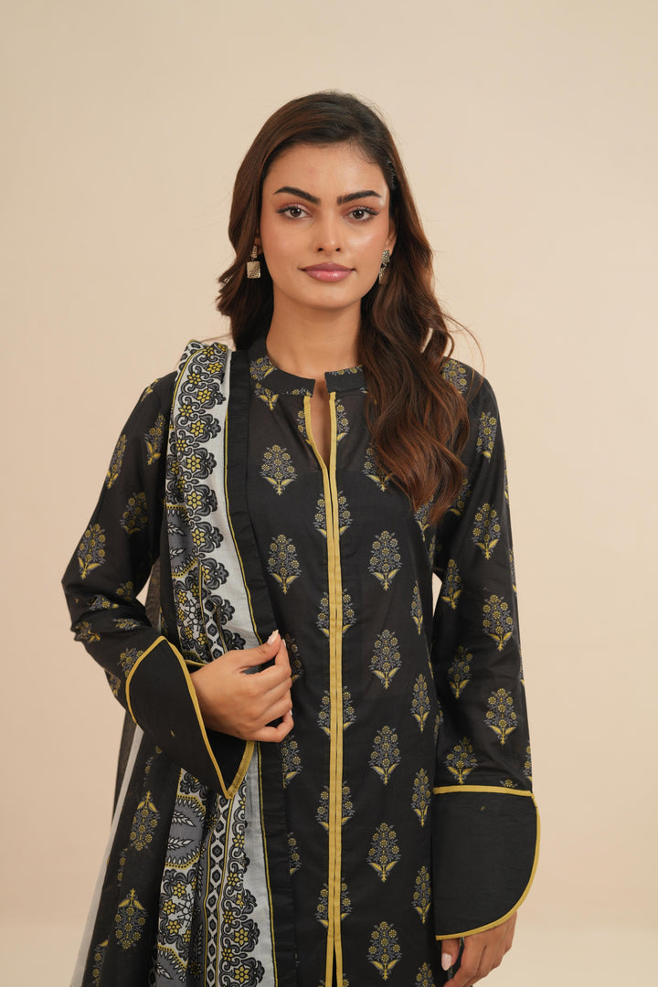 Lawn Black Stitched Suit - Nishat