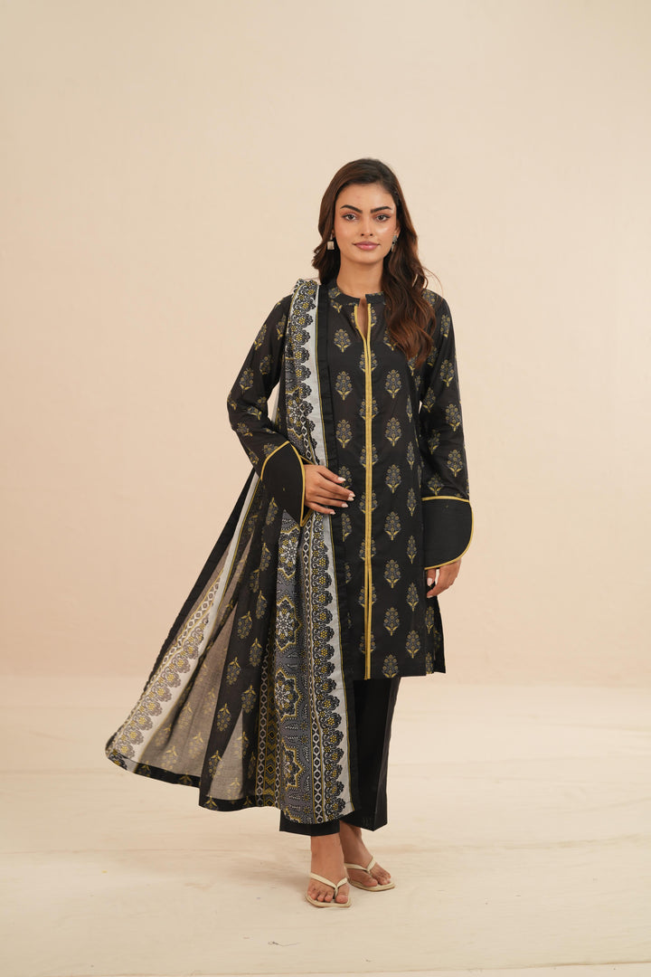Lawn Black Stitched Suit - Nishat