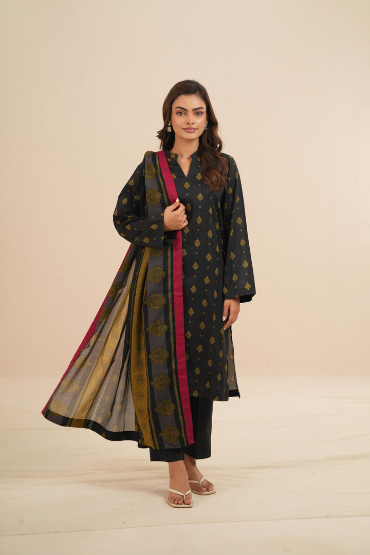 Lawn Black Stitched Suit - Nishat
