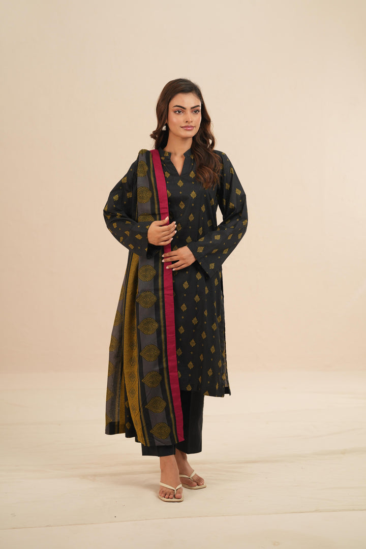 Lawn Black Stitched Suit - Nishat