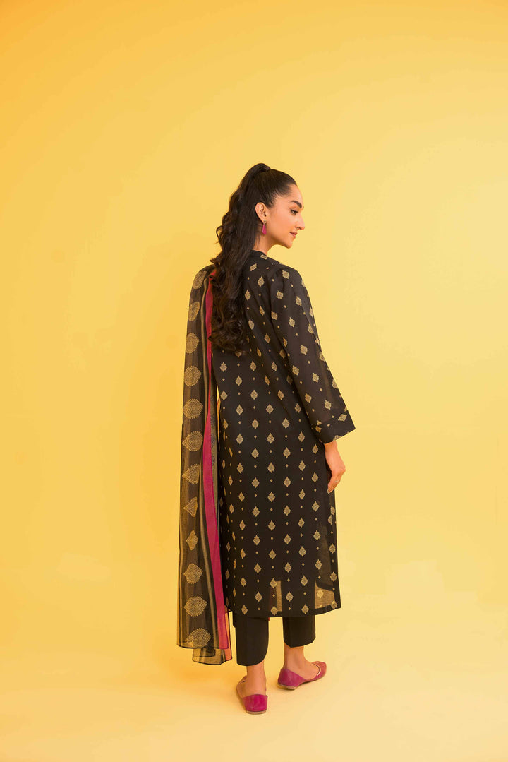 Lawn Black Unstitched Suit - Nishat