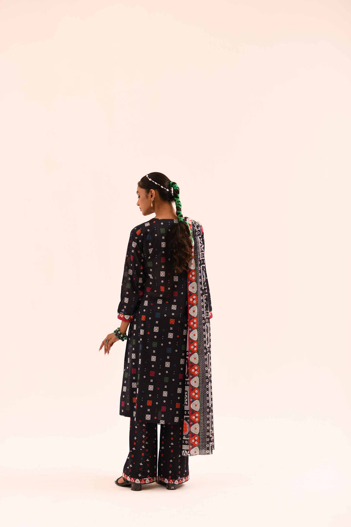 Lawn Black Unstitched Suit - Nishat