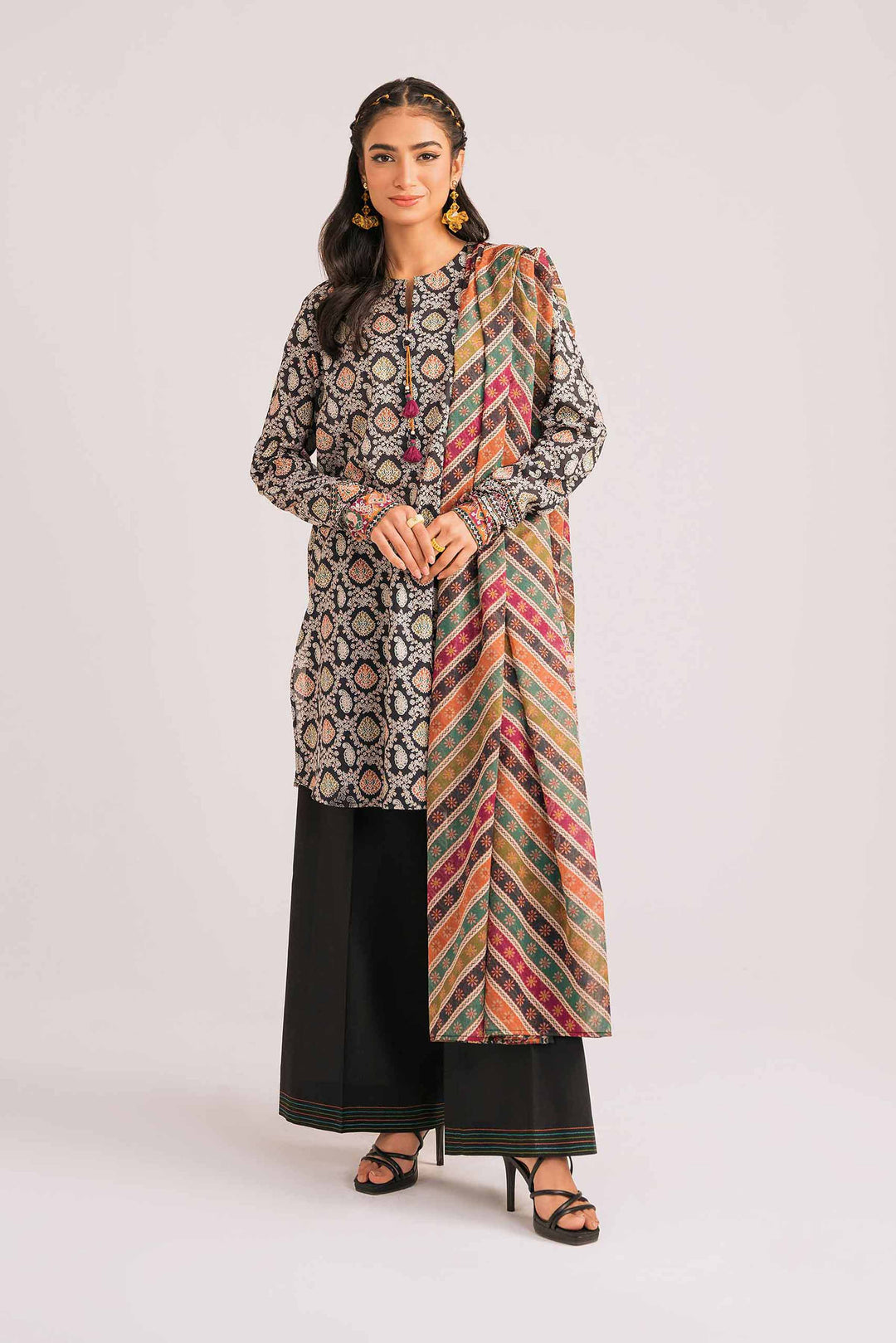 Lawn Black Unstitched Suit - Nishat Linen