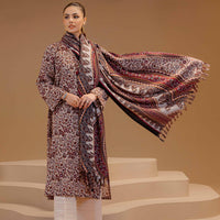 Printed Khaddar Off White Stitched Suit - Nishat
