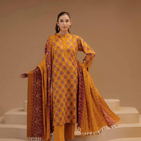 Printed Khaddar Orange Stitched Suit - Nishat