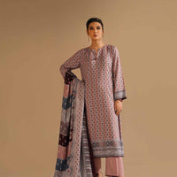 Printed Linen Tea Pink Stitched Suit - Nishat