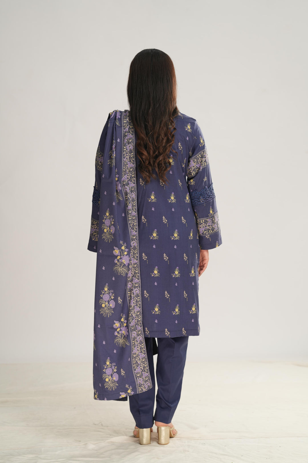 Linen Dark Blue Stitched Suit - Nishat