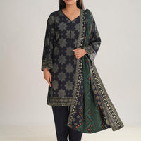 Linen Black Stitched Suit - Nishat