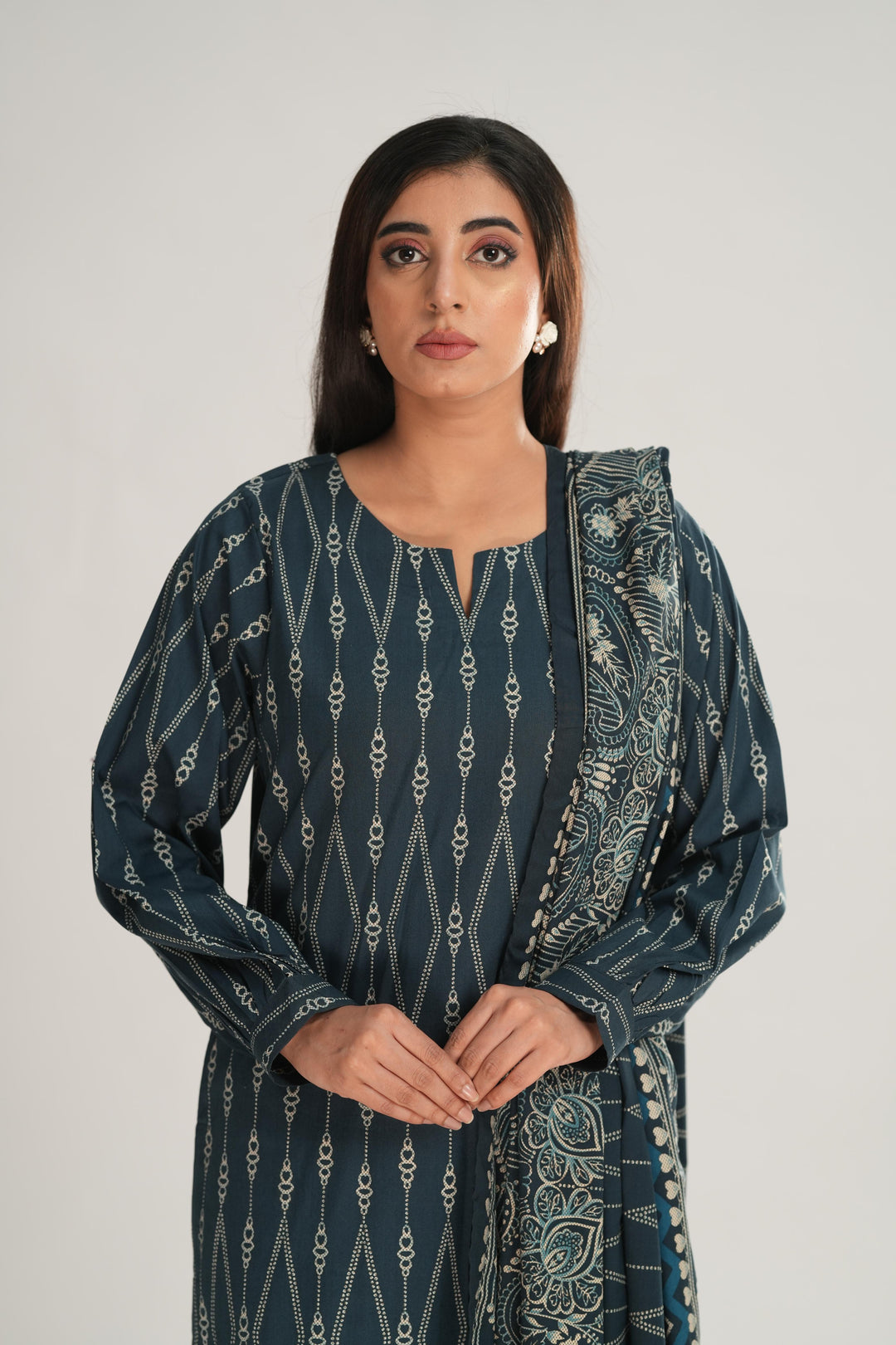 Linen Zinc Stitched Suit - Nishat