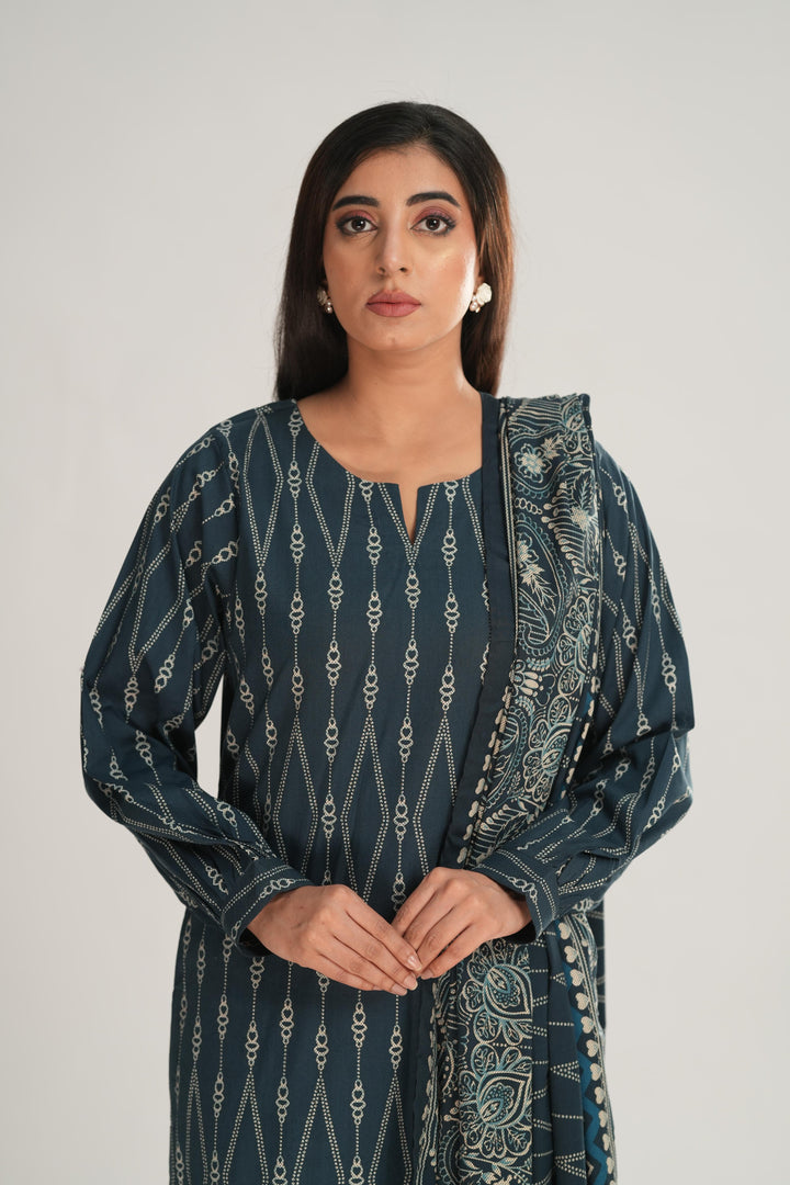 Linen Zinc Stitched Suit - Nishat