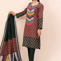 Digital Printed Cotton Slub Multi Unstitched Suit - Nishat
