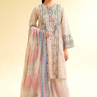 Super Fine Lawn Dull White Stitched Suit - Nishat