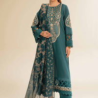 Embroidered Teal Stitched Suit - Nishat