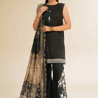 Embroidered Black Stitched Suit - Nishat