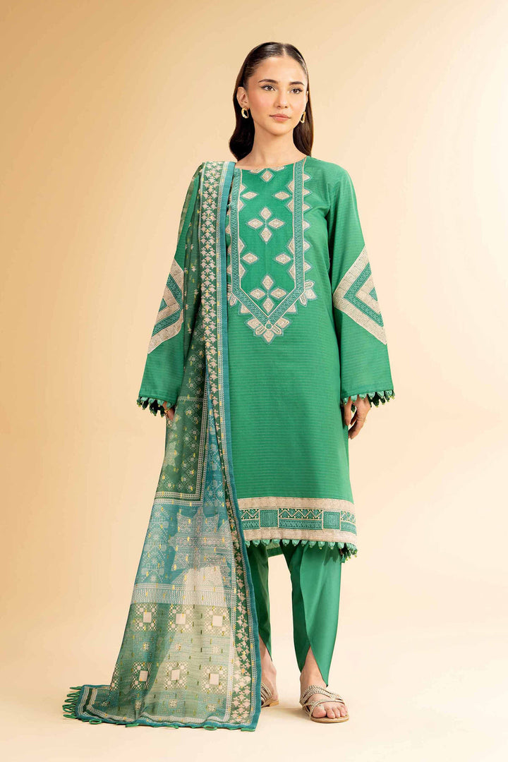 Embroidered Green Stitched Suit - Nishat
