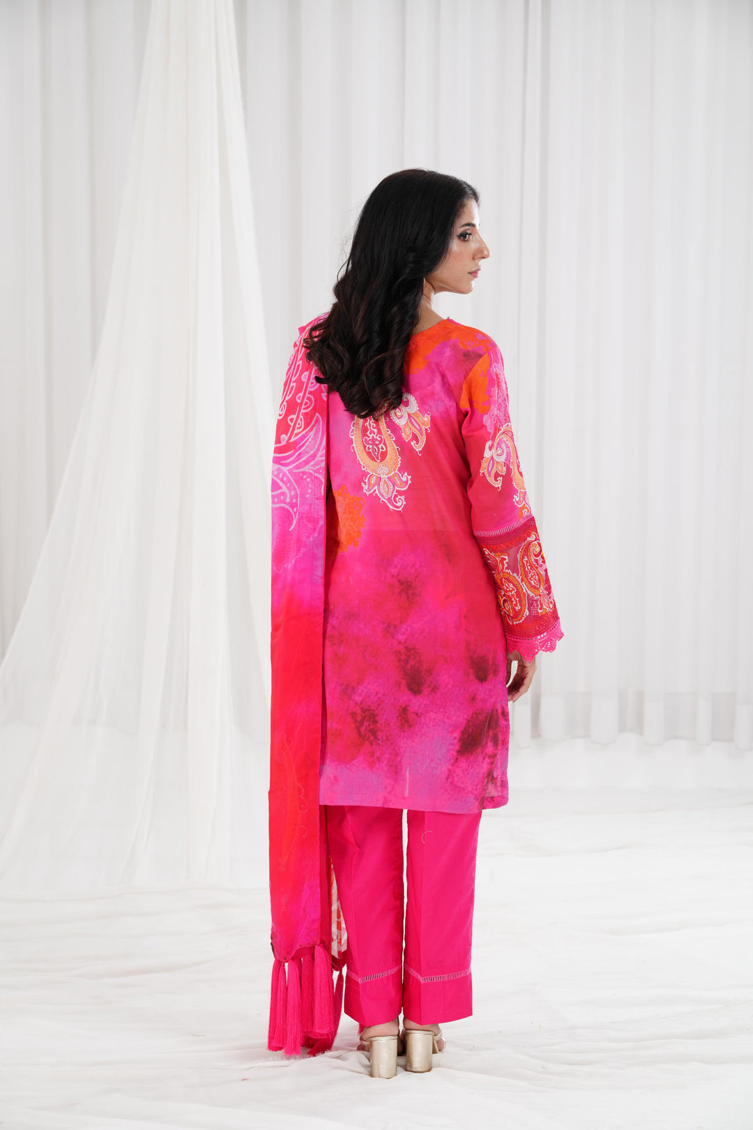 Digital Printed Embroidered Pink Stitched Suit - Nishat