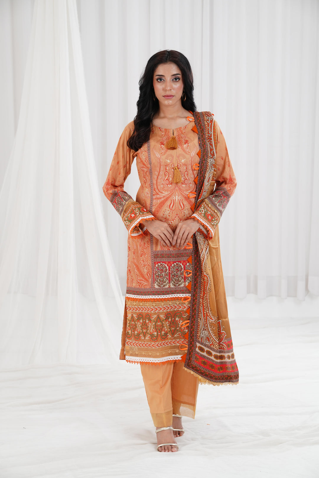 Digital Printed Embroidered Honey Stitched Suit - Nishat