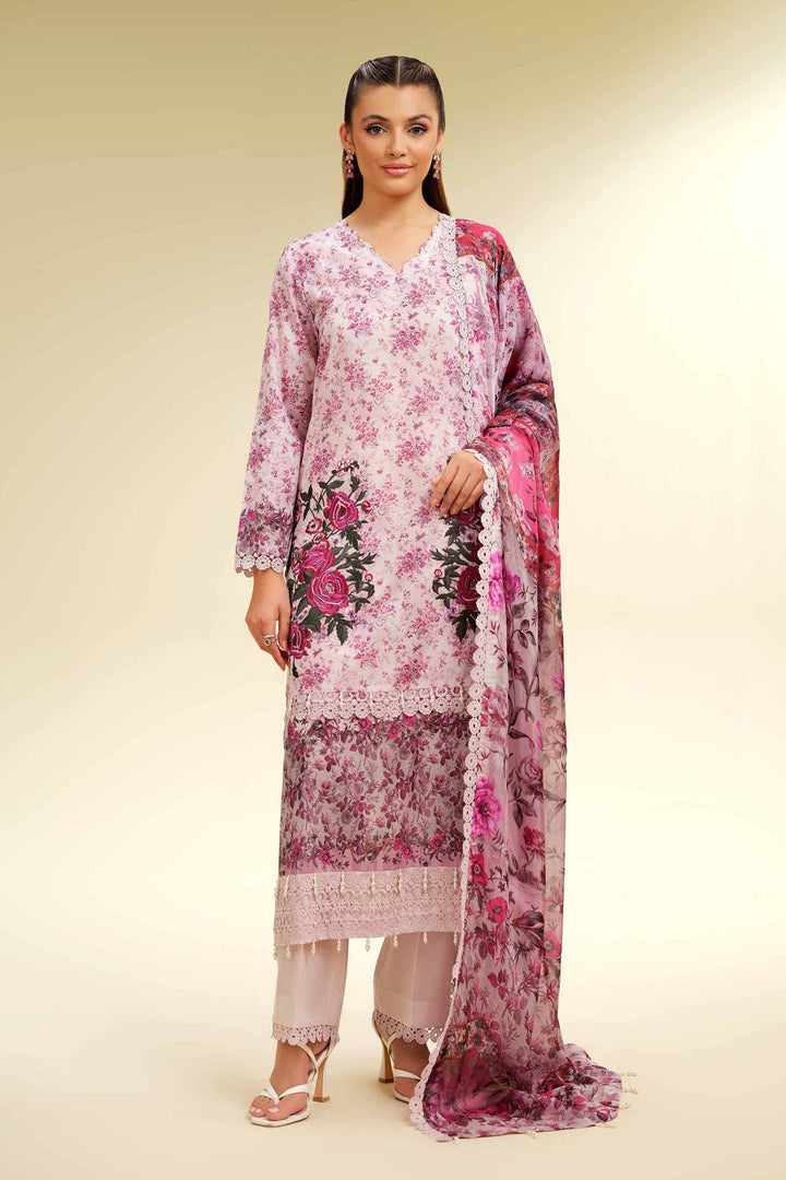 Digital Printed Embroidered Lilac Stitched Suit - Nishat