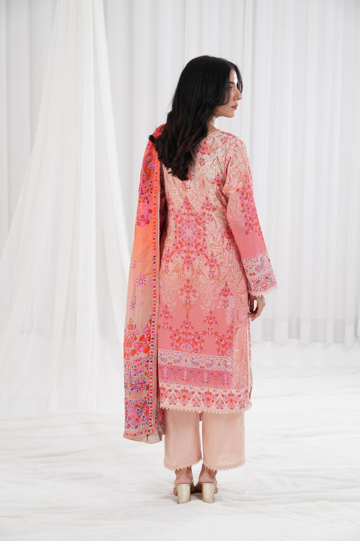 Digital Printed Embroidered Coral Stitched Suit - Nishat