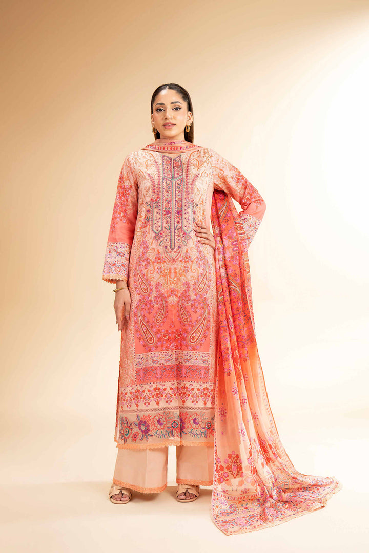 Digital Printed Embroidered Coral Stitched Suit - Nishat