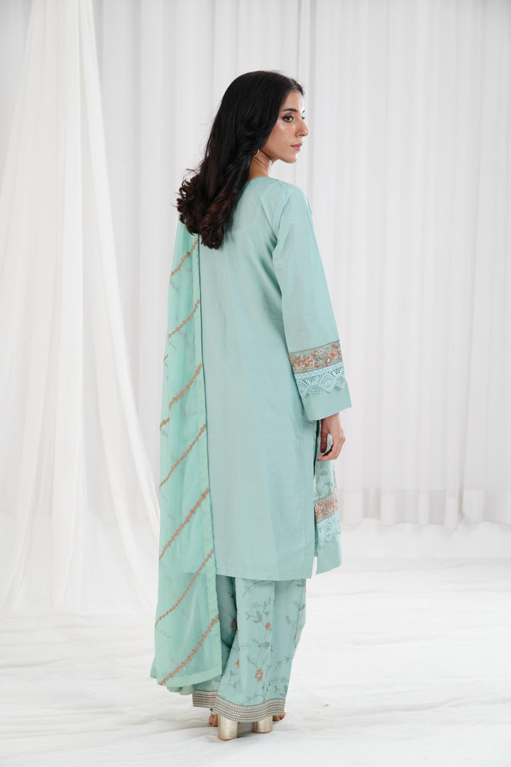 Embroidered Aqua Stitched Suit - Nishat