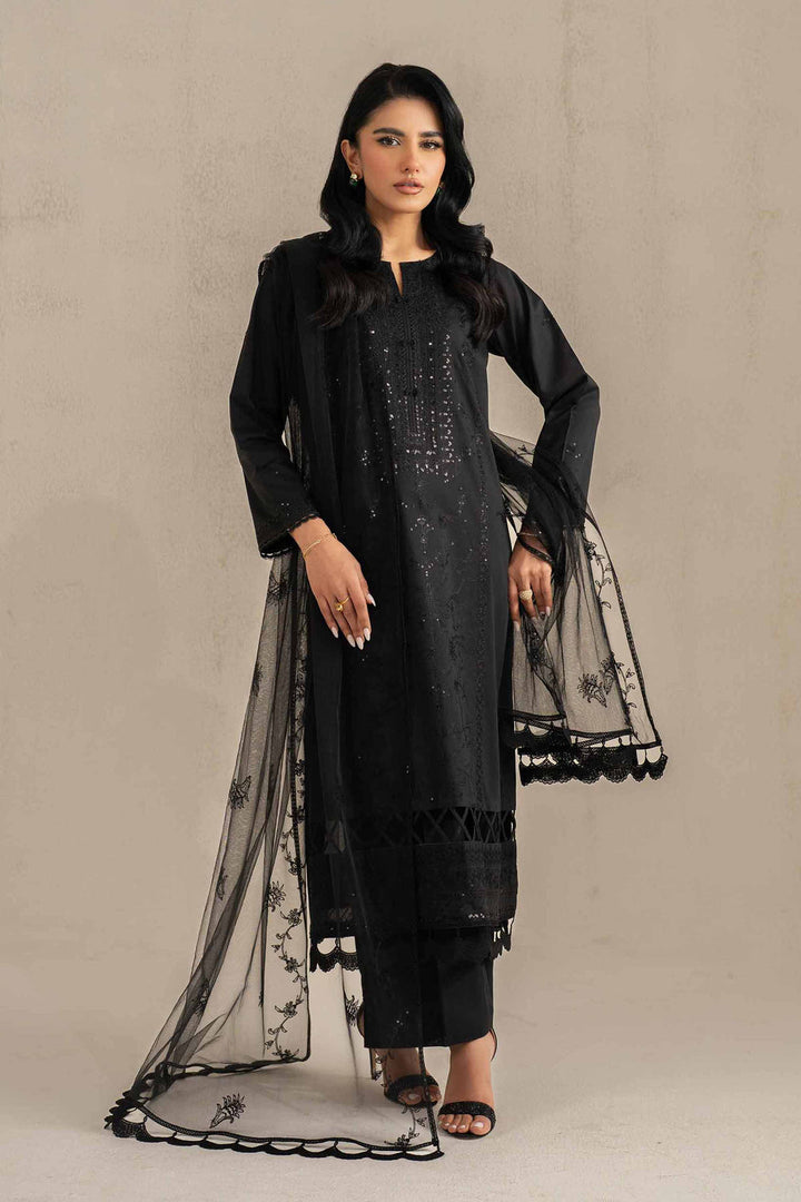 Embroidered Black Stitched Suit - Nishat