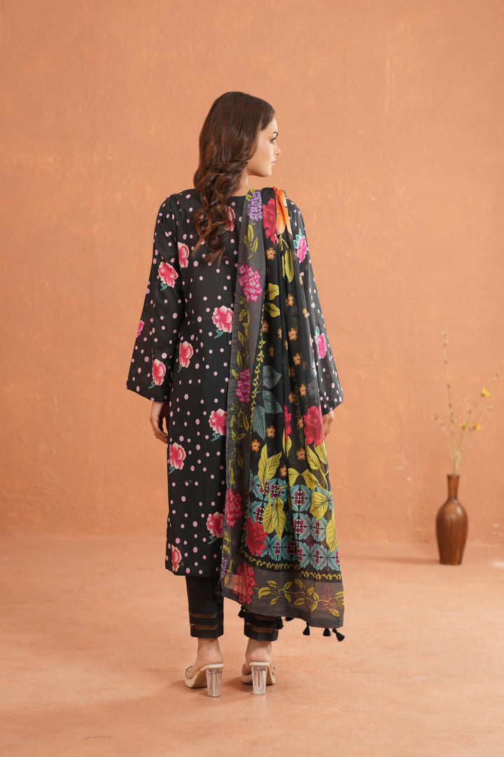 Lawn Black Stitched Suit - Nishat