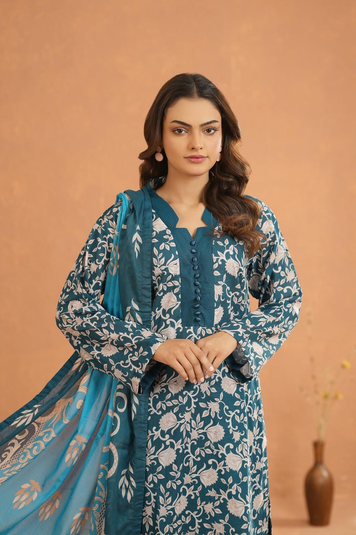 Lawn Teal Blue Stitched Suit - Nishat