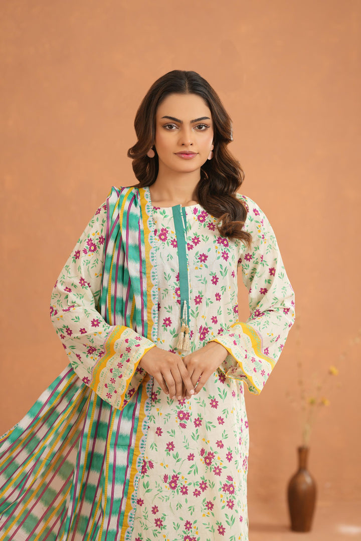 Lawn Beige Stitched Suit - Nishat