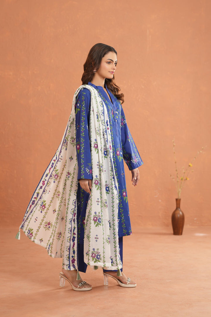Lawn Royal Blue Stitched Suit - Nishat