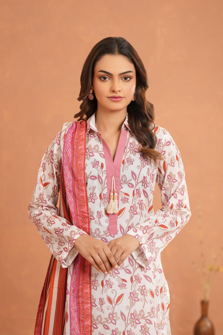 Lawn Beige Stitched Suit - Nishat