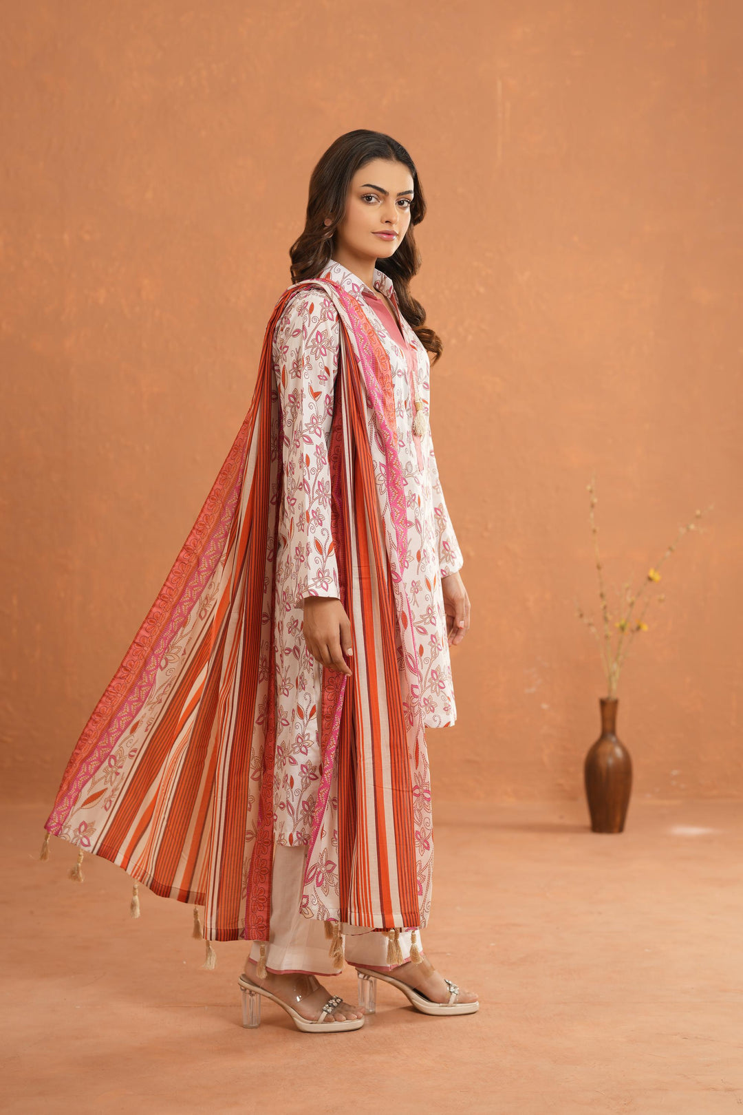 Lawn Beige Stitched Suit - Nishat