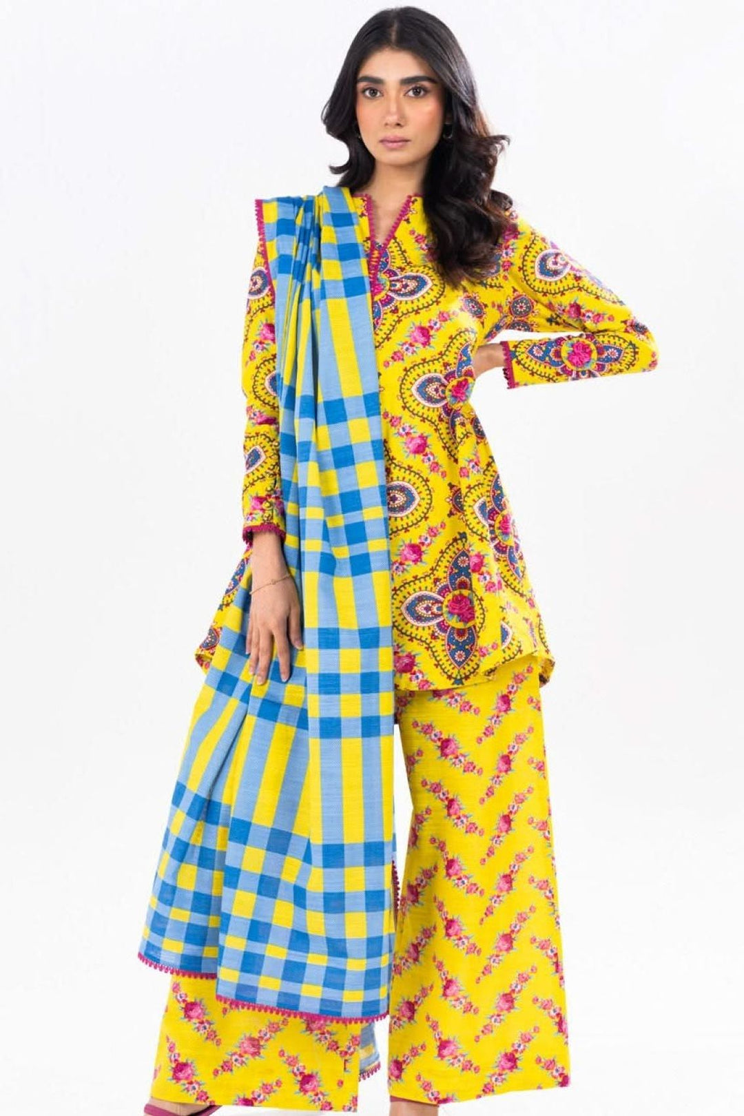 Cambric Yellow Unstitched Suit - Alkaram