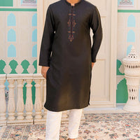 Polyester Black Special Kurta - J. Junaid Jamshed