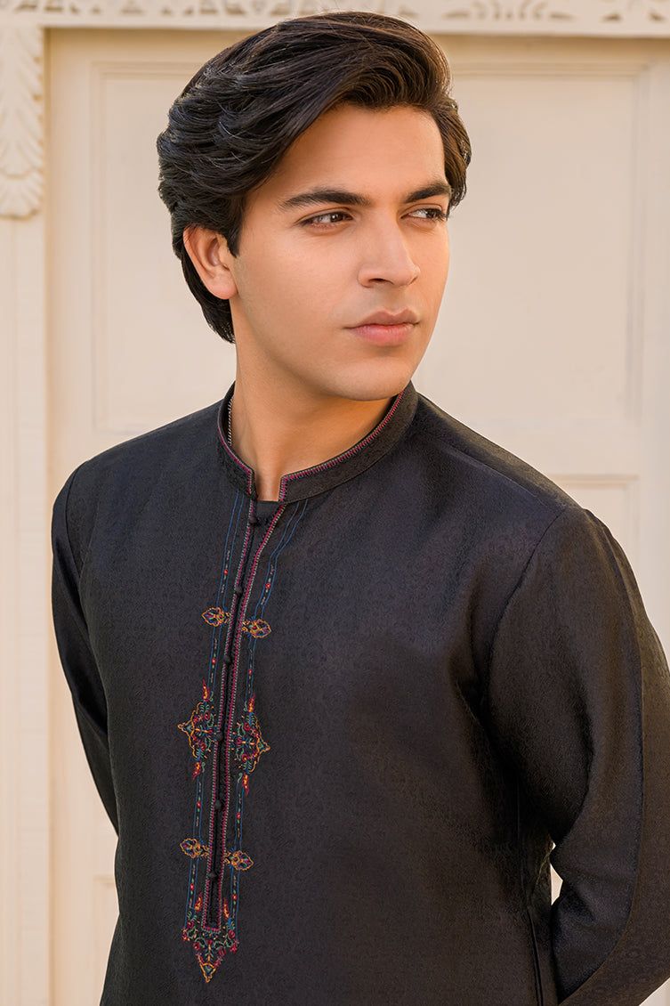 Polyester Black Special Kurta - J. Junaid Jamshed