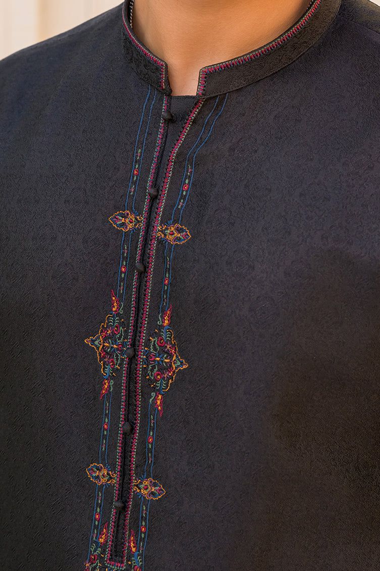 Polyester Black Special Kurta - J. Junaid Jamshed