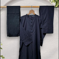 Cotton Plain Cambric Black Stitched Suit - Senorita