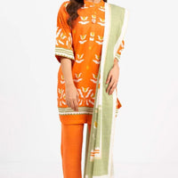 Karandi Orange Unstitched Suit - Alkaram