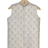 Polyester White Waist Coat - J. Junaid Jamshed