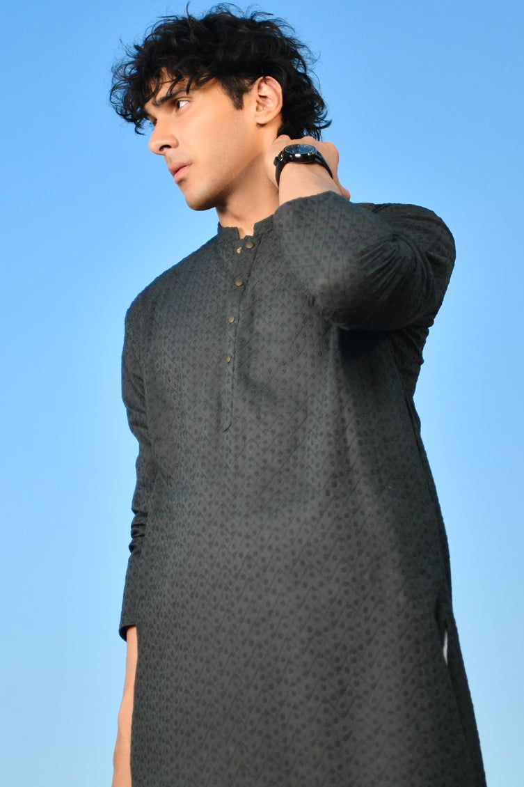 Cotton Green Kurta Pajama - J. Junaid Jamshed