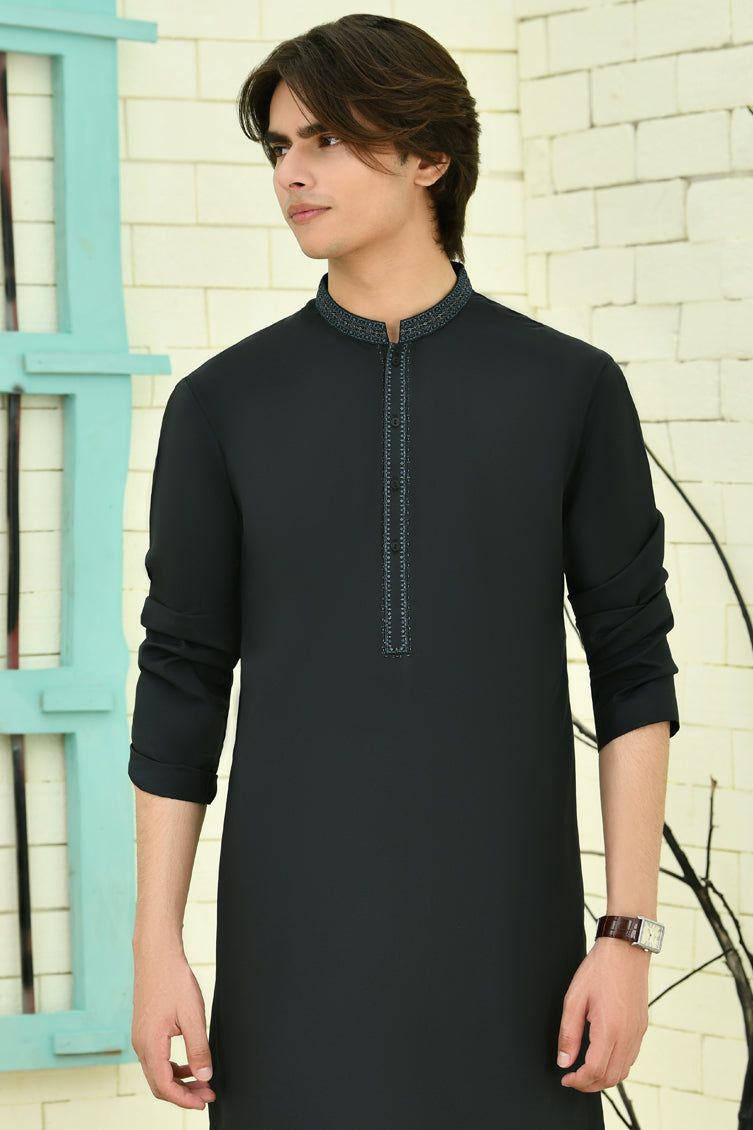 Blended Black Special Kurta - J. Junaid Jamshed