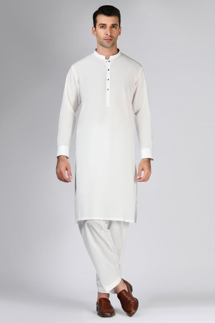 Blended White Kurta Trouser - J. Junaid Jamshed