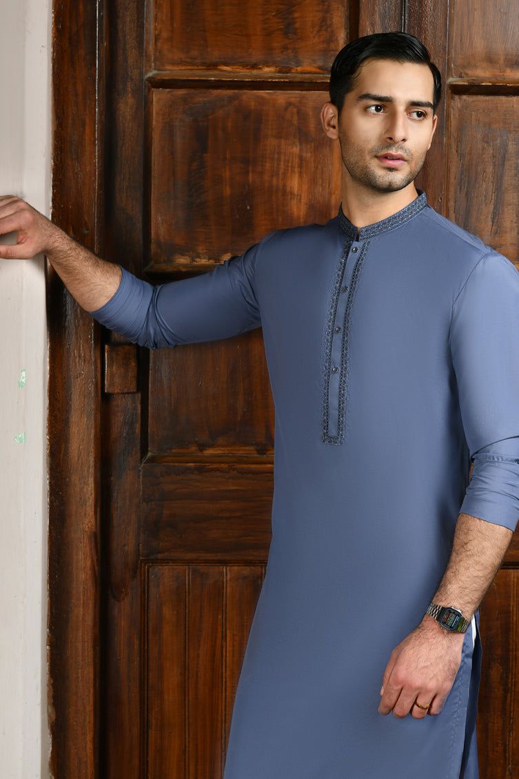 Blended Blue Special Kurta - J. Junaid Jamshed