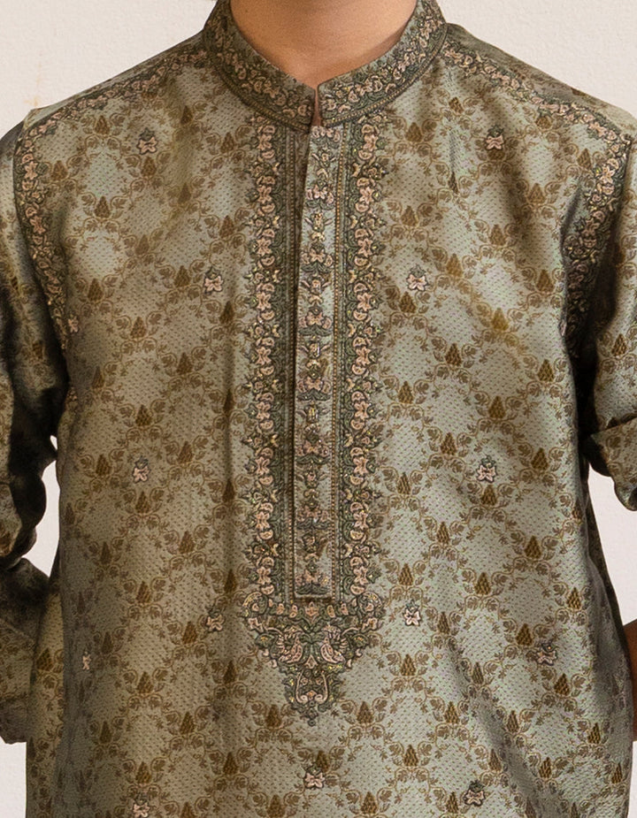 Polyester Green Special Kurta - J. Junaid Jamshed