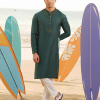 Blended Green Special Kurta - J. Junaid Jamshed