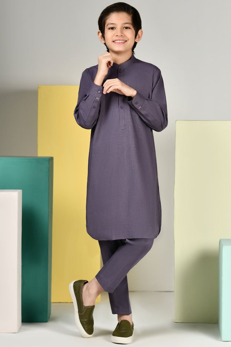 Blended Purple Kurta Trouser - J. Junaid Jamshed
