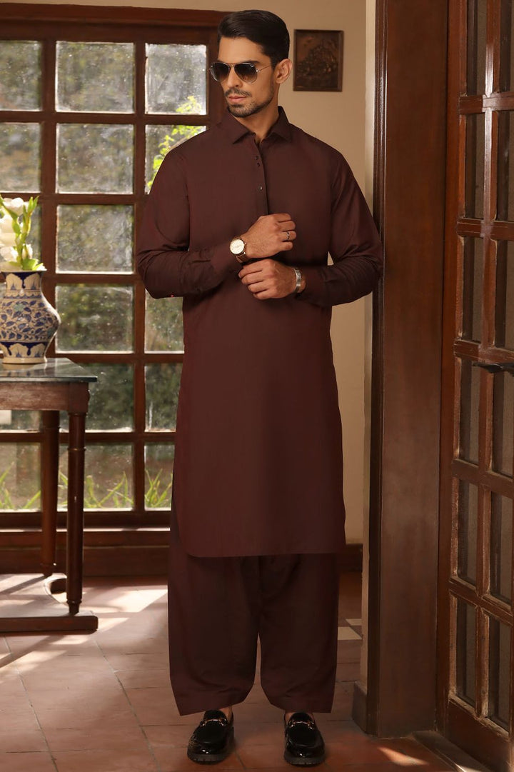 Polyester Maroon Kameez Shalwar - Almirah